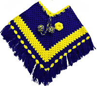 Handknitted blue and yellow woolen poncho and cap for kids between 2 and 3 years || winterwear || beautiful design and excellent finish and amazing crotchet work