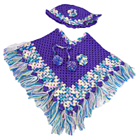 Handknitted multicolored woolen poncho with cap for kids between 6 months and 1 year || winterwear || beautiful design and excellent finish and amazing crotchet work