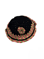 Handknitted woolen black poncho with cap having a multicolored border for kids between 6 months and 1 year || winterwear || beautiful design and excellent finish and amazing crotchet work