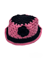Handknitted pink and black woolen poncho with cap for kids between 3 months and 6 months || winterwear || beautiful design and excellent finish and amazing crotchet work
