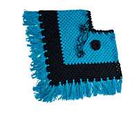 Handknitted blue and black woolen poncho with cap for kids between 5 and 6 years || winterwear || beautiful design and excellent finish and amazing crotchet work