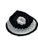Handknitted black and white woolen poncho with cap for kids between 6 months and 1 year || winterwear || beautiful design and excellent finish and amazing crotchet work