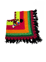 Handknitted multicolored poncho and cap for kids between 2 and 3 years || winterwear || beautiful design and excellent finish and amazing crotchet work