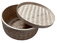 Eelika Handwoven Bamboo Utility Box with cover || excellent finish || for Dining room and kitchen || 25.5L * 25.5W * 13.5H Centimeters