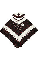 EELIKA Handmade Crochet Poncho and Cap Set for Kids, and Red, maroon and White || kids between 6-7 years.