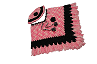 Handmade Woolen Crochet Poncho for Kids 6-7 Years, Pink and Black