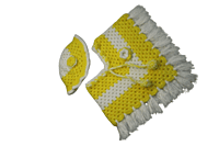 EELIKA Handmade Woolen Crochet Poncho with Caps for Kids, 3 to 6 Months, Yellow and White