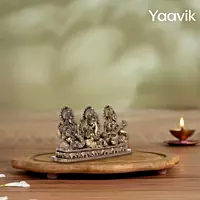 Lord Ganesha with Lakshmi and Saraswati – Sacred Trinity Blessing | Fine Brass | 2.8”