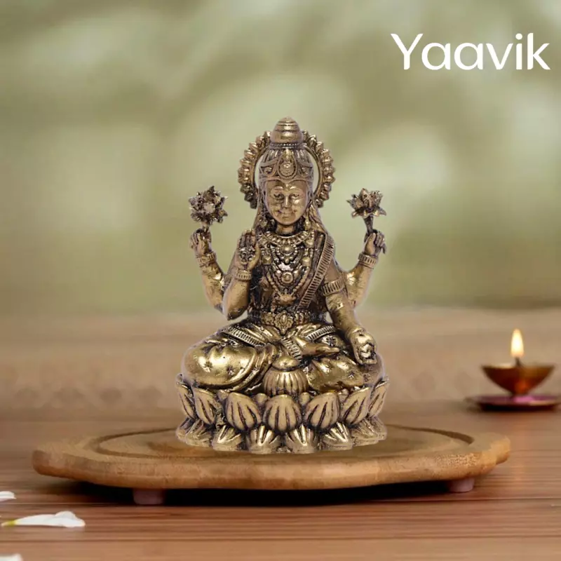 Goddess Lakshmi – Lotus Abundance | Fine Brass | 2.5”