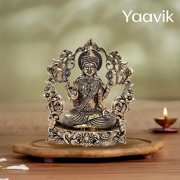 Goddess Lakshmi – Floral Temple Grace | Fine Brass | 4”