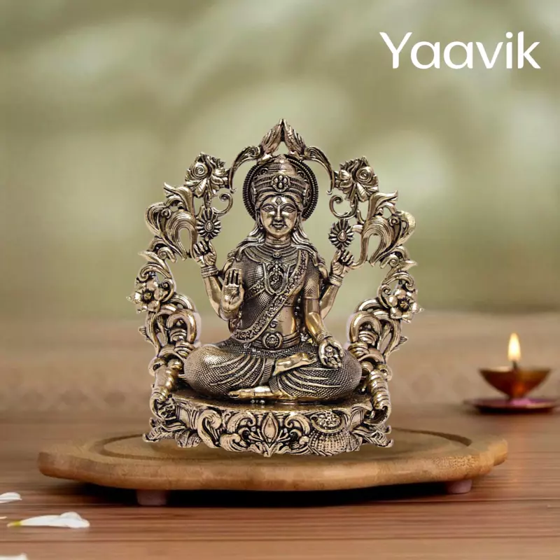 Goddess Lakshmi – Floral Temple Grace | Fine Brass | 4”