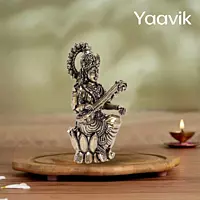 Goddess Saraswati – Lotus Wisdom | Fine Brass | 2.5”
