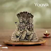 Lord Vishnu with Goddess Lakshmi (Sheshnag) – Sacred Union | Fine Brass | 5.5”