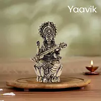 Goddess Saraswati – Lotus Wisdom | Fine Brass | 2.5”