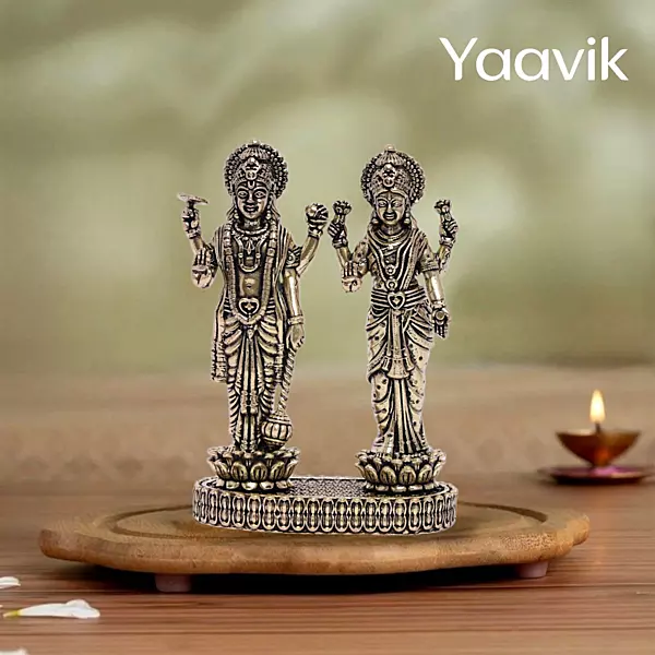 Lord Vishnu with Goddess Lakshmi – Sacred Union | Fine Brass | 3”
