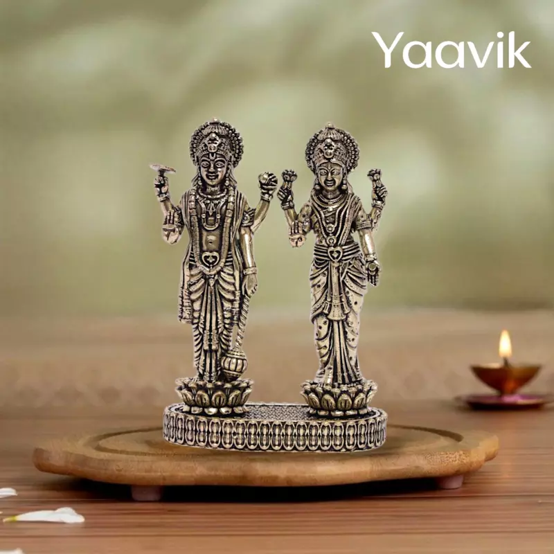 Lord Vishnu with Goddess Lakshmi – Sacred Union | Fine Brass | 3”