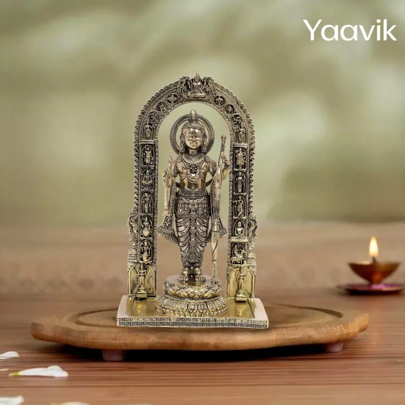 Ayodhya Ram with Dashavatar Arch β Heritage Sanctum | Fine Brass | 8β