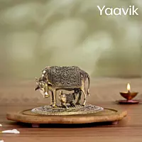 Cow with Calf – Kamadhenu Blessings | Fine Brass | 3.5”