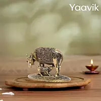 Cow with Calf – Kamadhenu Blessings | Fine Brass | 3.5”