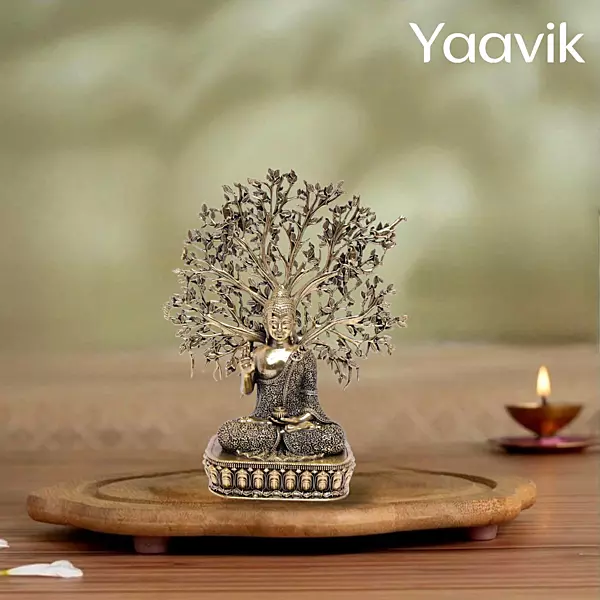 Buddha with Bodhi Tree – Enlightened Stillness | Fine Brass | 6.5”
