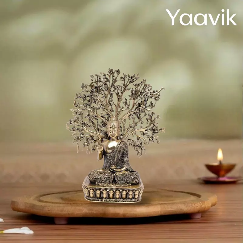 Buddha with Bodhi Tree – Enlightened Stillness | Fine Brass | 6.5”