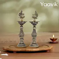 Annapatchi Vilakku (Crowned) – Auspicious Radiance | Fine Brass | Pair | 7.6”