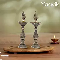 Annapatchi Vilakku (Crowned) – Auspicious Radiance | Fine Brass | Pair | 7.6”