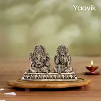 Lord Ganesha with Lakshmi – Sacred Harmony | Fine Brass | Platform Seated | 2.8”