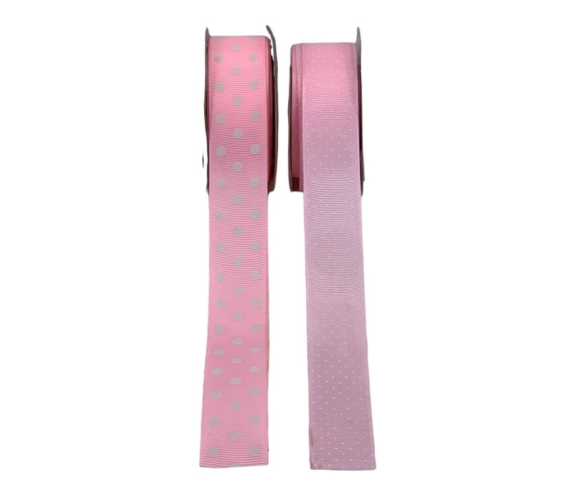 Polka Dot s- Baby Pink with White