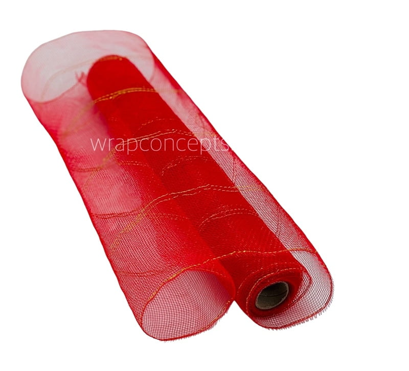 Net with Wide Gold Stripes - Red