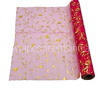 Fuchsia Gold Leaf Organza Roll