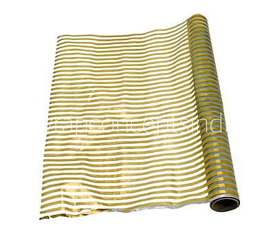 Gold Foil Stripe Organza Roll - Turquoise Blue