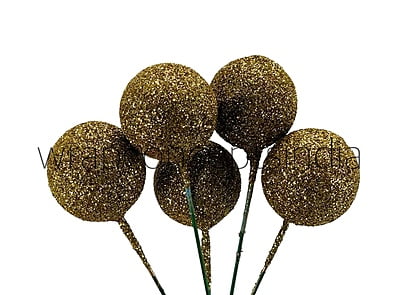 Gold Glitter Faux Balls - 30 MM