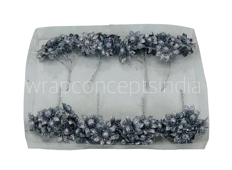 Glitter Flower -Silver