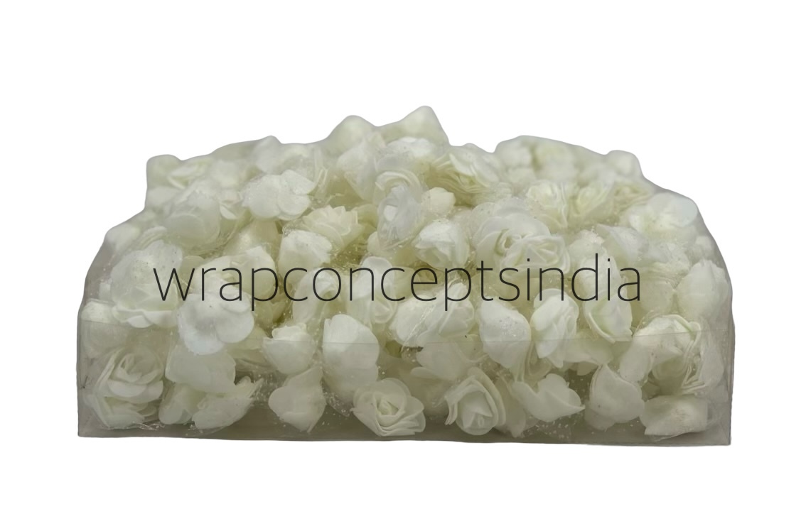 Small Foam Roses with Net -Ivory