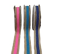 Jute Ribbon with Polka Strip - Multicolour