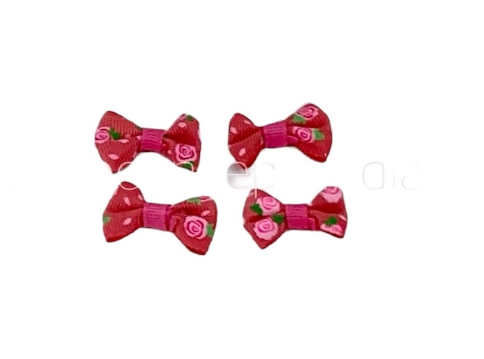 Small Bows with Flower Print - Coral