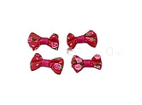 Small Bows with Flower Print - Coral