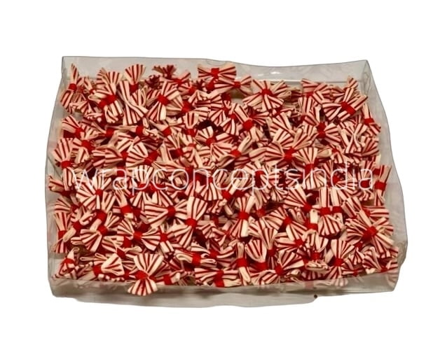 Cream & Red Stripe Bows