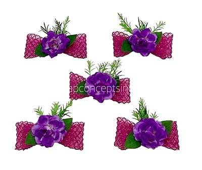 Purple Flower & Fuchsia Ribbon Ready Bunch