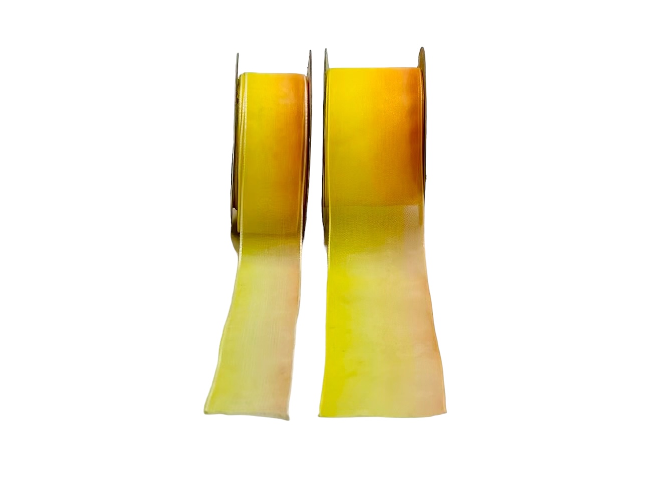 Yellow to Peach Ombré Sheer (2.5 & 4 cms)