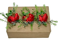 Twin Red Peonies & Green Rose Ready Bunch