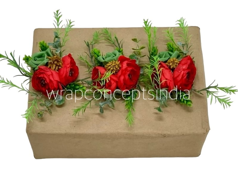 Twin Red Peonies & Green Rose Ready Bunch