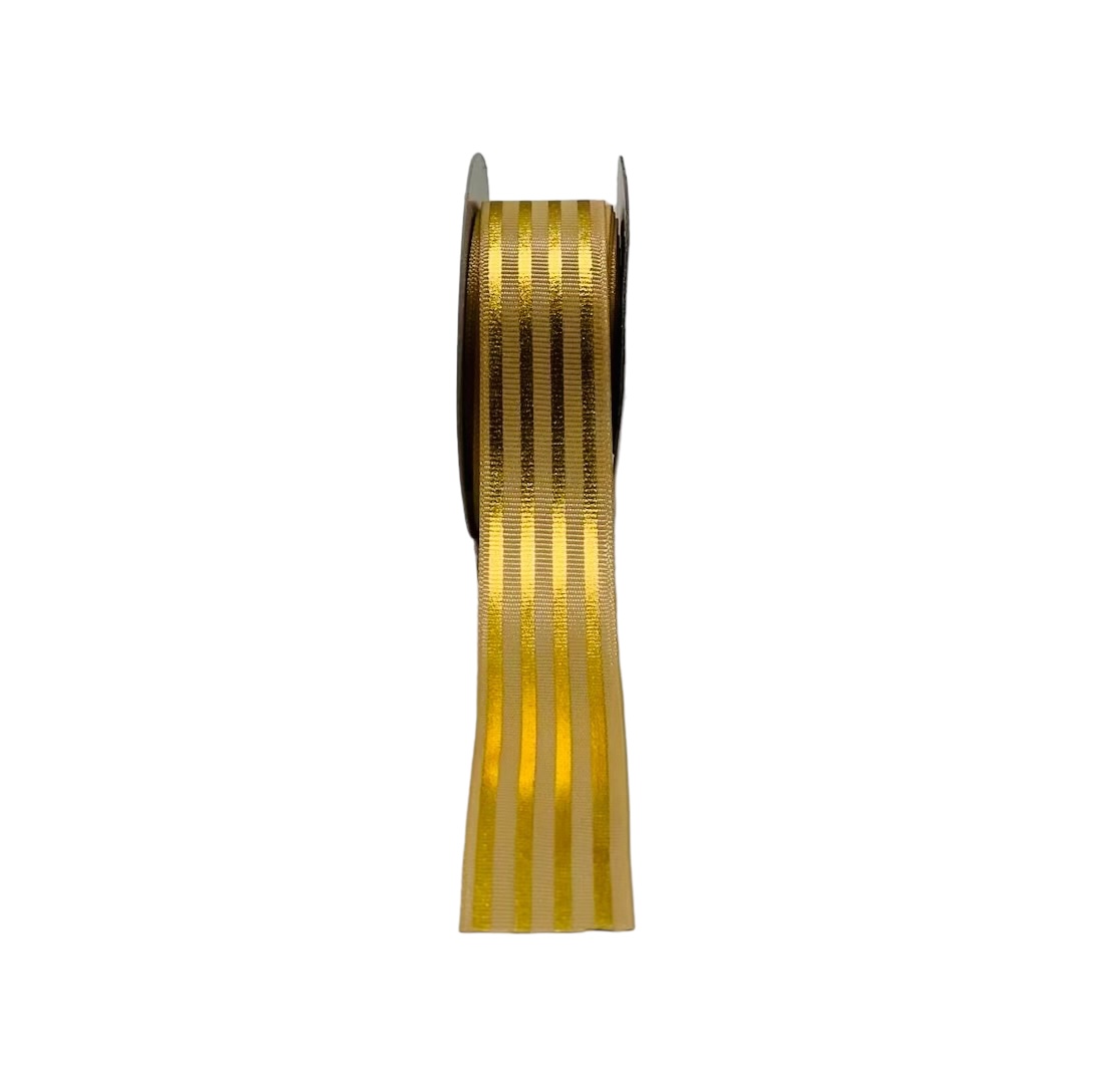 Grosgrain Ribbon with Gold Foil Stripes
