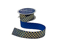 Gold Foil Herringbone Satin Ribbon