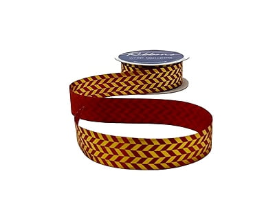 Gold Foil Herringbone Satin Ribbon
