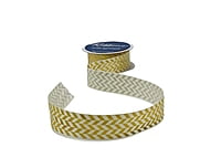 Gold Foil Herringbone Satin Ribbon
