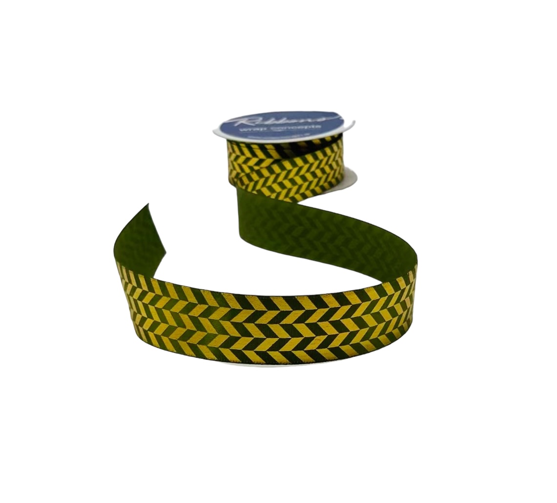 Gold Foil Herringbone Satin Ribbon