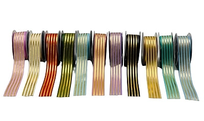 Grosgrain Ribbon with Gold Foil Stripes