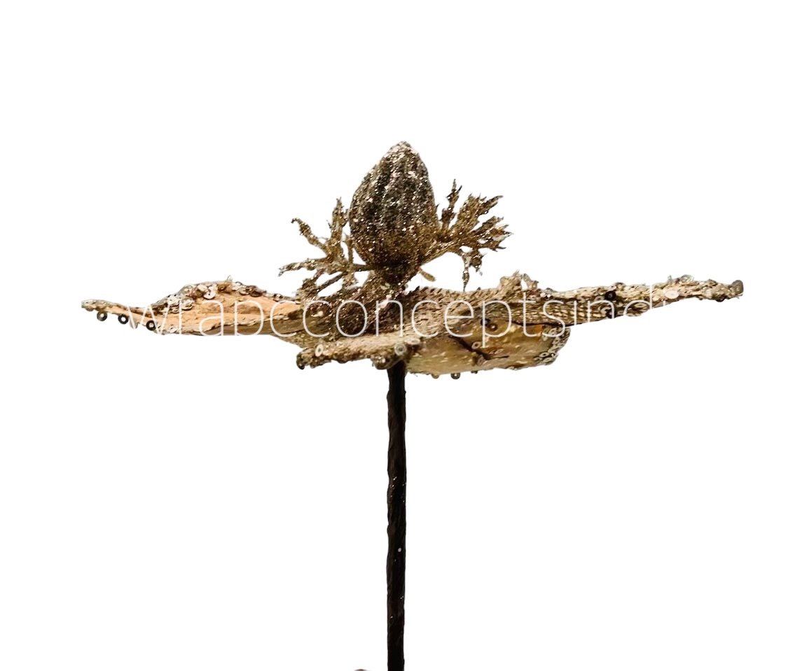 Big Jute Flower on Stick